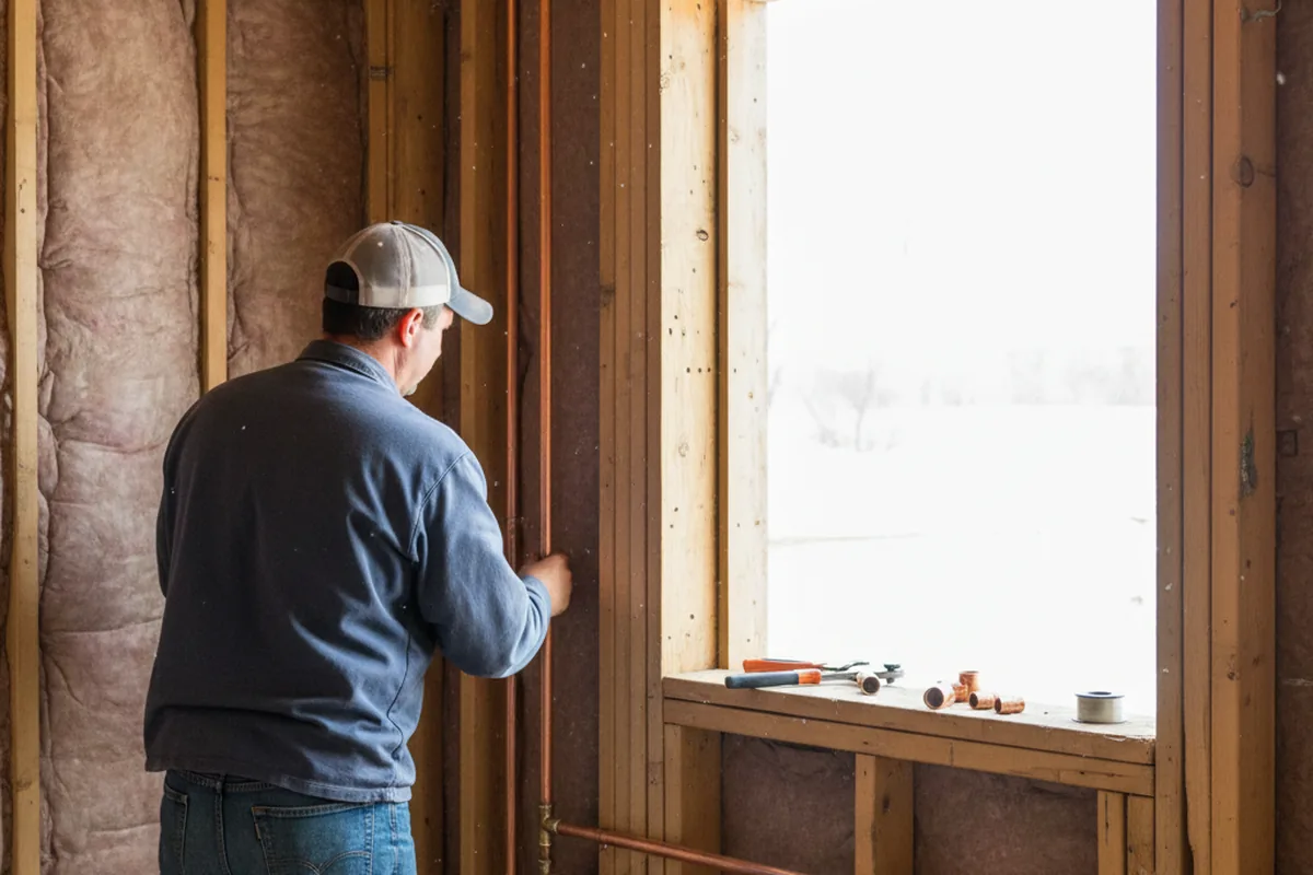 Licensed plumber running new copper supply lines in a Venango home