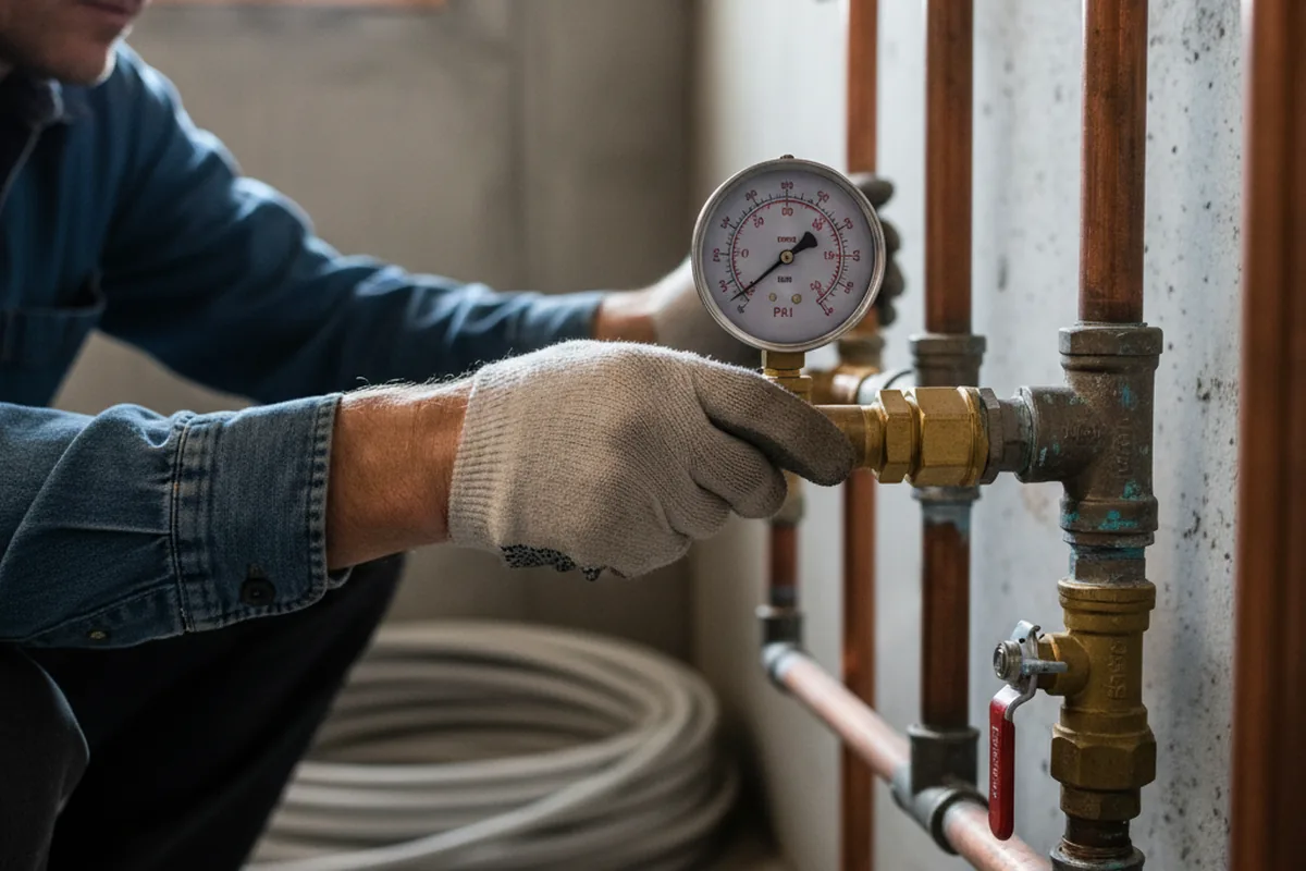 Pressure testing a repaired line during Water Line Repair in Venango